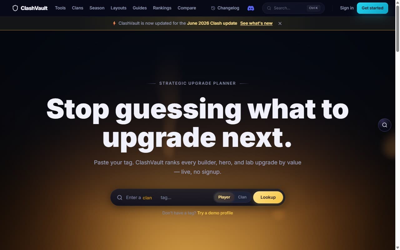ClashVault — live site screenshot