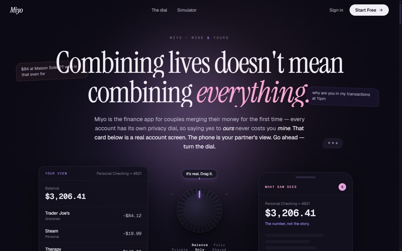 Miyo — live site screenshot